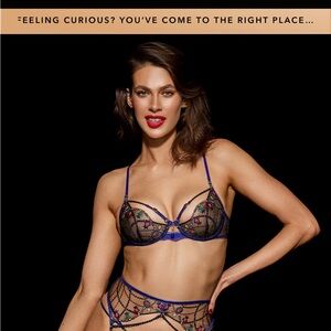 Honey Birdette Leah Midnight Blue Lace Bra. 32D